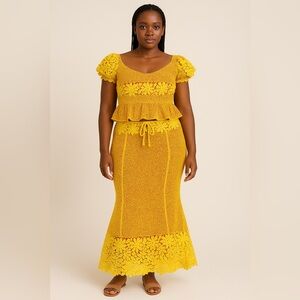 Vibrant African Ankara Style Lace Top & Skirt Set approximate size XL-XXL